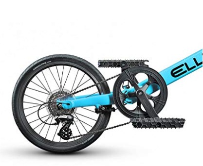 The ElliptiGO SUB outdoor elliptical bike features oversized textured pedals.
