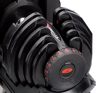 The Bowflex Selecttech 1090 dumbbell changes resistance quickly.