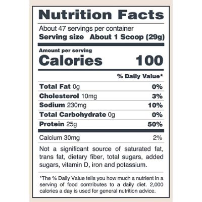 isopure nutrition label