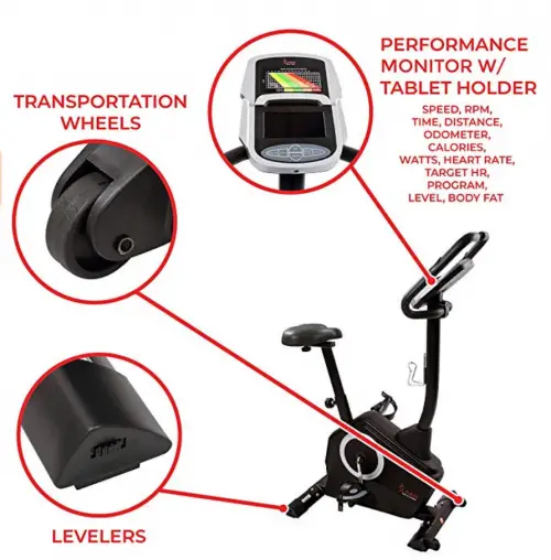 Sunny Health & Fitness Upright Exercise Bike Details
