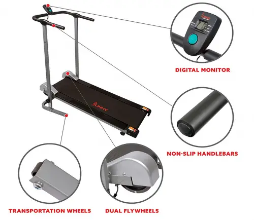 Sunny Health & Fitness SF-T1407M Manual Walking Treadmill detail