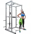 Merax Athletics Fitness Power Rack Olympic Squat Cage Home Gym with LAT Pull Attachment