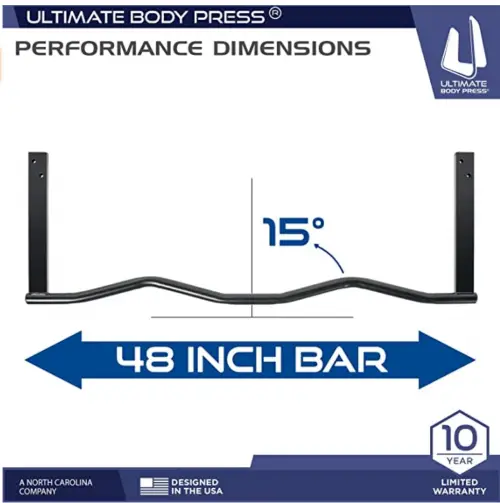 Ultimate Body Press Ergonomic Joist Mount Pull Up Bar with 3 Grip Positions