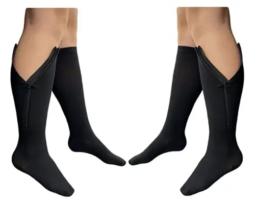 HealthyNees 2 Pairs Set Closed Toe 20-30 mmHg Zipper Compression Socks