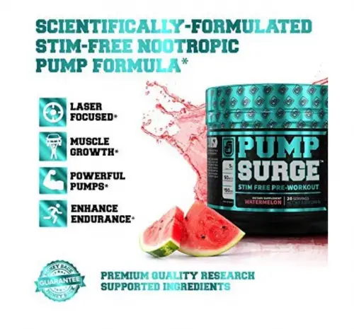 PUMPSURGE Caffeine Free Pump & Nootropic Pre Workout Supplement