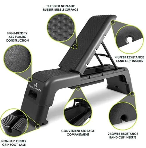 ProsourceFit Fitness Aerobic Deck Stepper with Resistance Band