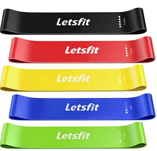 Letsfit Resistance Loop Exercise Bands with Instruction Guide and Carry Bag