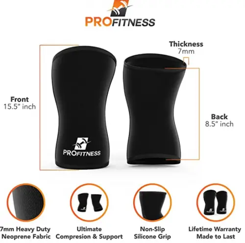 ProFitness 7MM Knee Sleeve Squat Support and Compression for Powerlifting