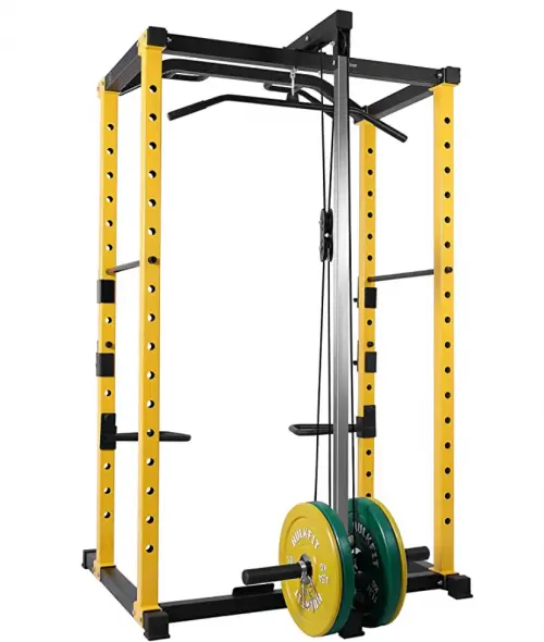 HulkFit 1000-Pound Capacity Multi-Function Adjustable Power Cage with J-Hooks and Dip Bars