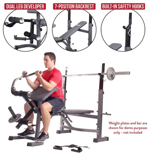 Body Champ Olympic Weight Bench with Preacher Curl